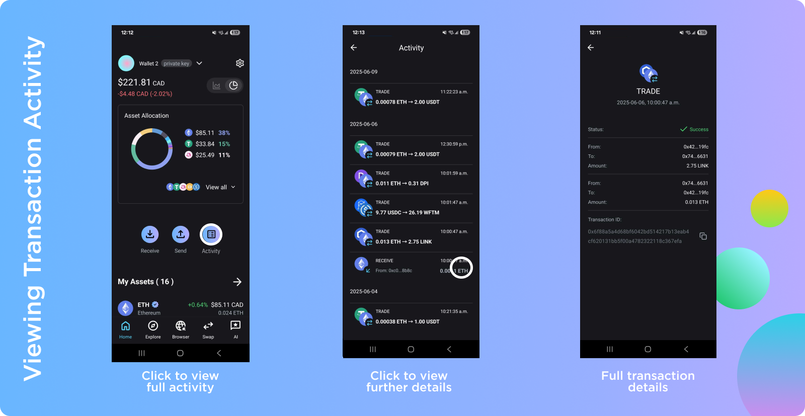 Accessing transaction activity