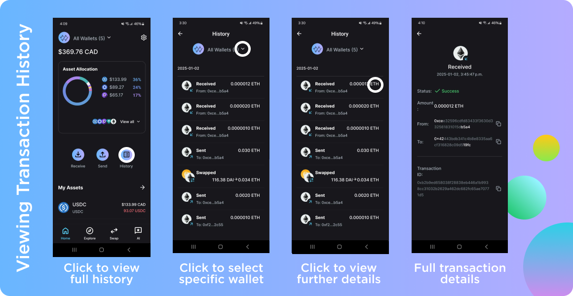 Accessing transaction history