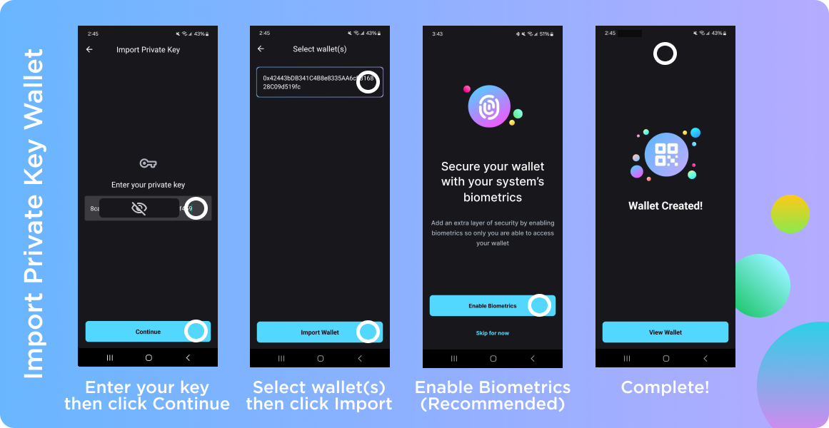 Importing an existing private key wallet